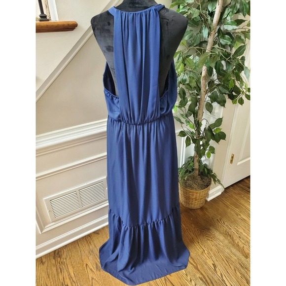 NSR Women's Blue 100% Polyester Halter Neck Sleeveless Long Maxi Dress Size XL - Picture 6 of 12
